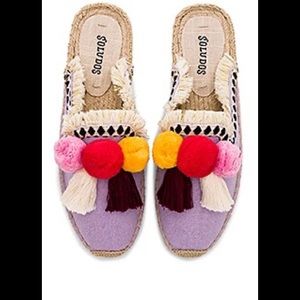 Soludos pompom espadrille coco sandal in lilac
